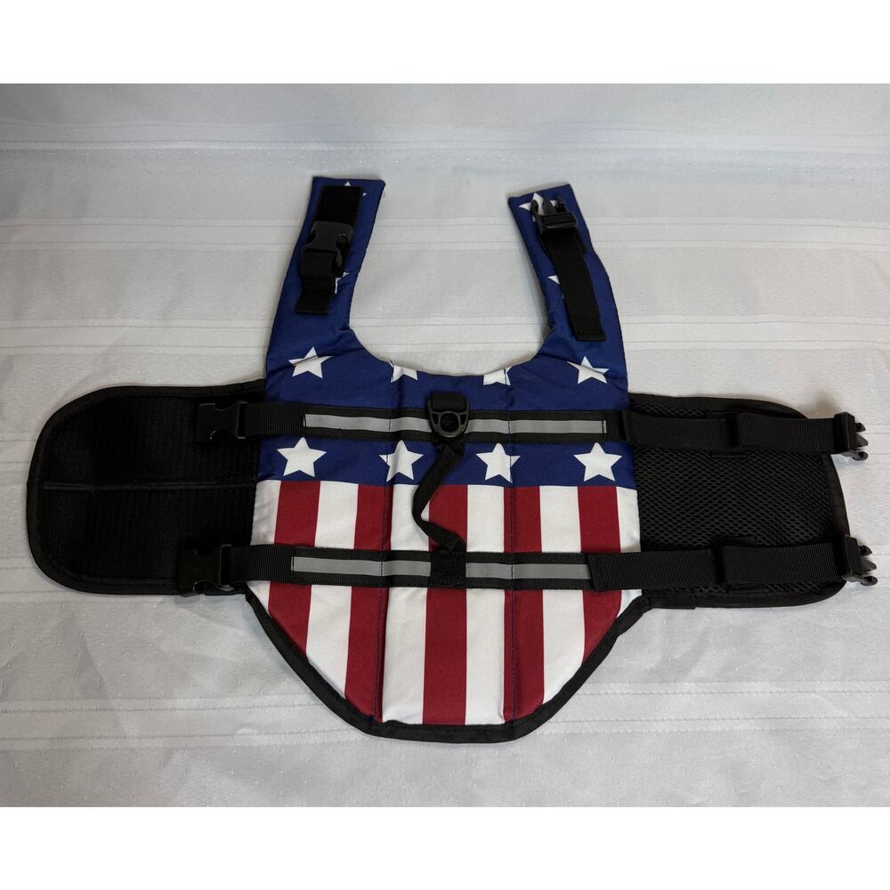 Patriotic American Flag Dog Life Jacket‎ Size S Adjustable Vest